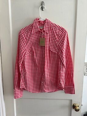 Boden Red and White Gingham Button-Down Shirt